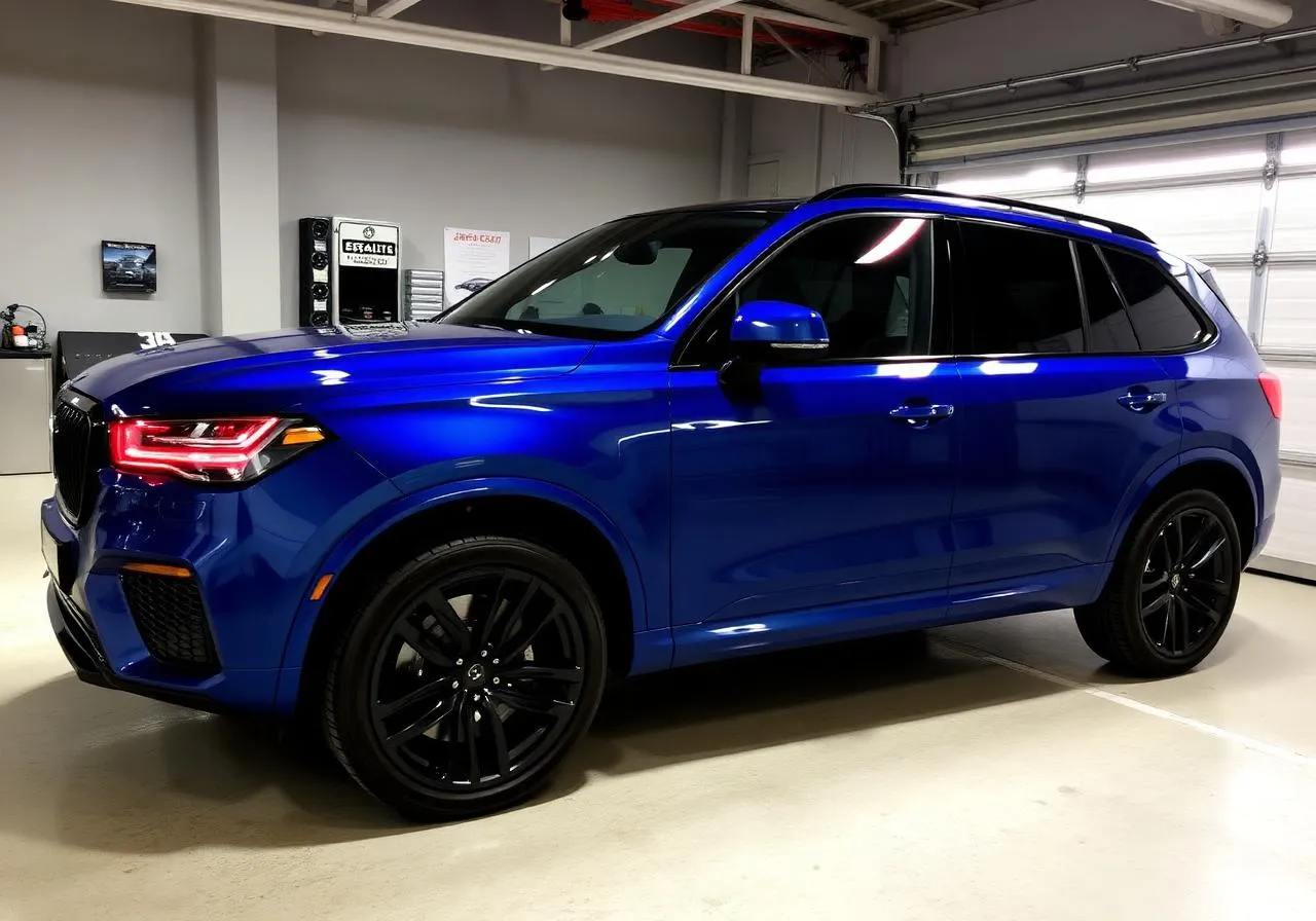 Finished ceramic coating install with hydrophobic, beaded water on the paint